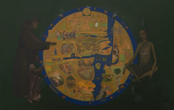 फ्रांसिस और कबीर Francis and Kabir Acrylic on canvas 78.5 x 123.5 in