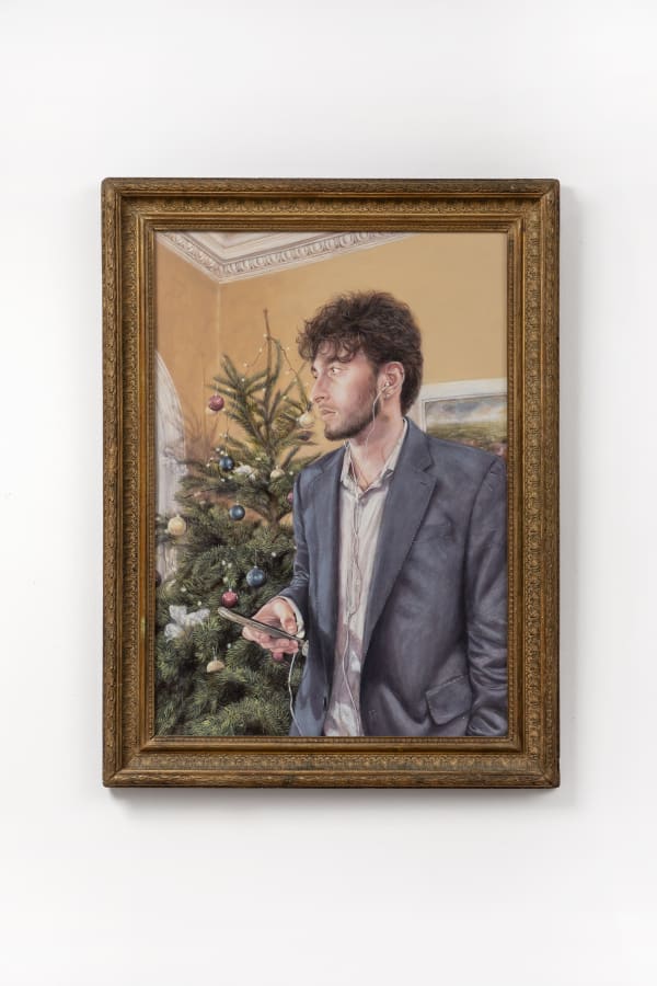 Faiza Butt Zack on Spotify, 2023 Oil glazes on board, mounted in antique gilt frame 31 x 25 in