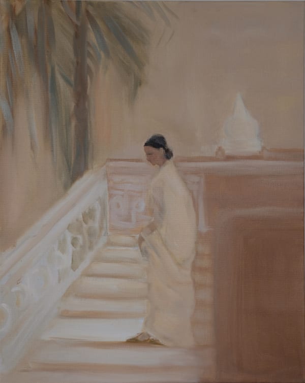 Joya Mukerjee Logue Art Deco Stairway Oil on linen