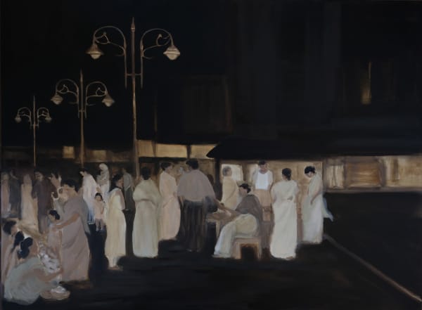Joya Mukerjee Logue Night at Sadar Bazaar, Ambala Cantt. Oil on linen