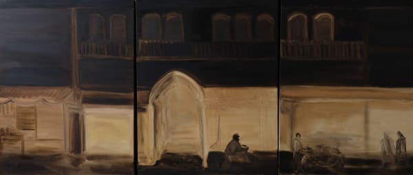 Joya Mukerjee Logue The Glow of the Bazaar at Night Oil on linen