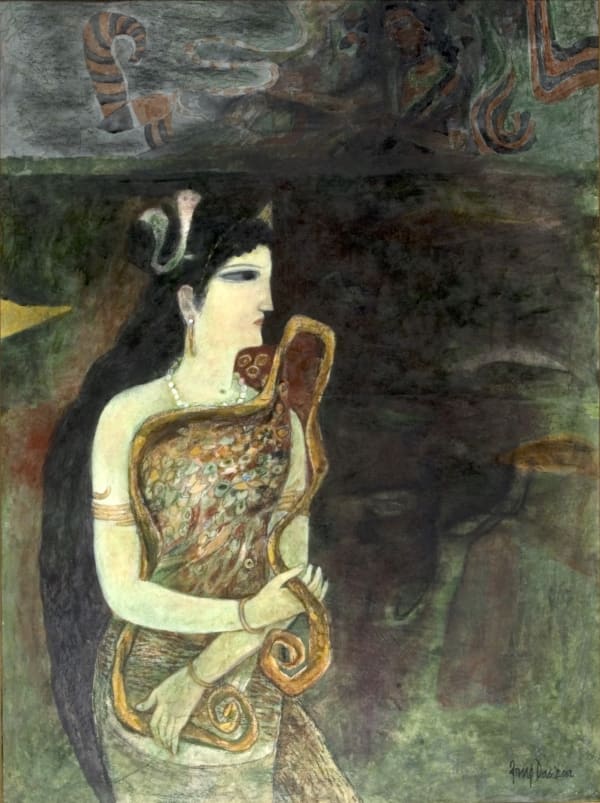 Arup Das Ulupi the Nag Kanya Mixed media 39 x 29 in