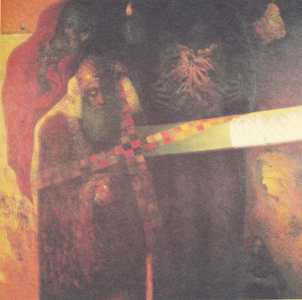 Arup Das Curse on Dhritarashtra Oil on canvas 54 x 54 in