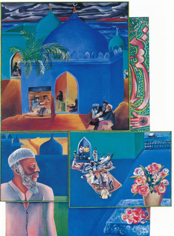 Bhupen Khakhar Muslims around the Mosque I, 2001 Oil on canvas 180 x 120 cm
