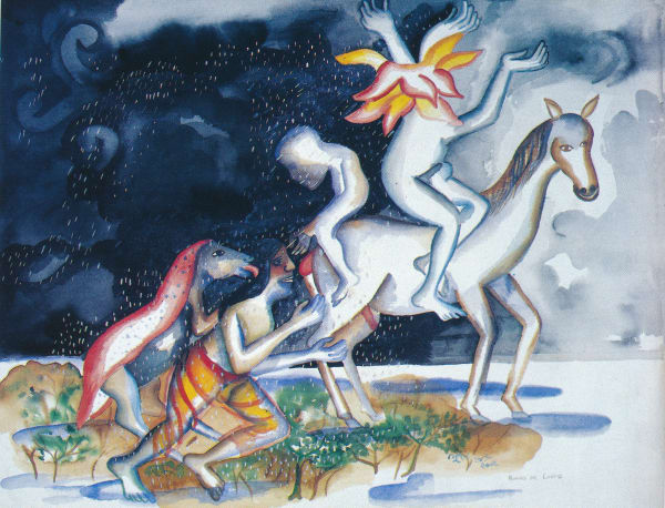 Bhupen Khakhar Rains on lovers, 2002 Watercolour 46 x 59 cm