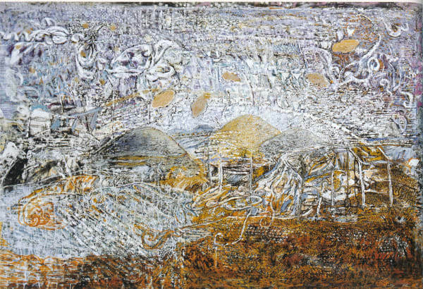 Jayashree Chakravarty Oil, acrylic and graphite on canvas 47 x 70 in 2000