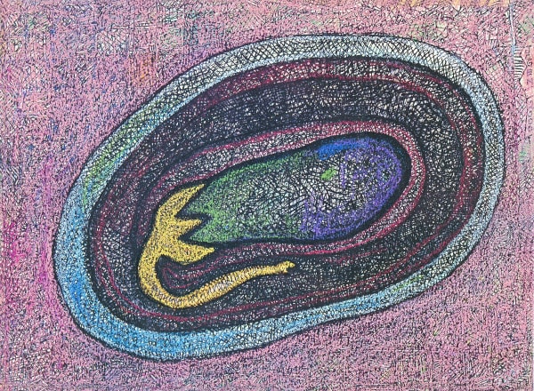 Jogen Chowdhury Fruit, 2001 Pen and ink with oil pastels on paper