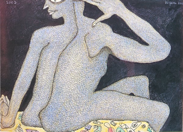 Jogen Chowdhury Model from Behind, 2001 Pen and ink with oil pastels on paper