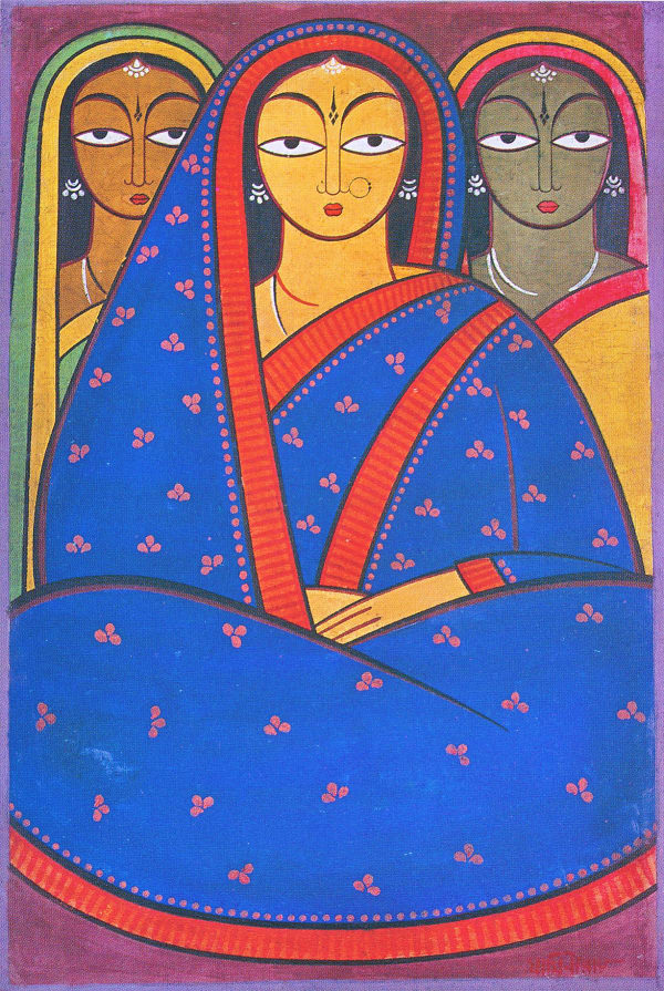 Jamini Roy Three Women Watercolour on paper