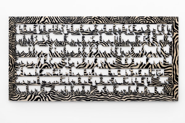 Anita Dube Old Zebra (Disappeared Poem) MDF, velvet fabric, glue and paint