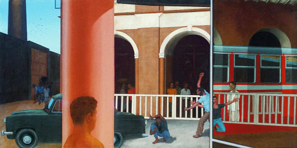 Street Play Canvas Reproduction 24 x 48 in