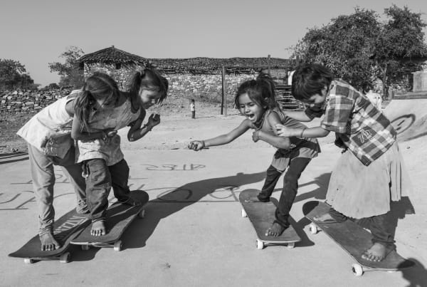 Lakshmi, 5 yrs, Aanka, 5 yrs, Guddu, 5 yrs, Ballu, 5 yrs, Janwaar Village, Madhya Pradesh, India, 22 November (from the series Janwaar Castle) Archival pigment print 24 x 36 in