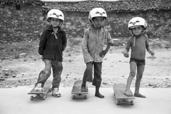 Ankush, 7 yrs, Dependra, 5 yrs, Happy, 3 yrs, Janwaar Village, Madhya Pradesh, India (from the series Janwaar Castle) Archival pigment print 24 x 36 in