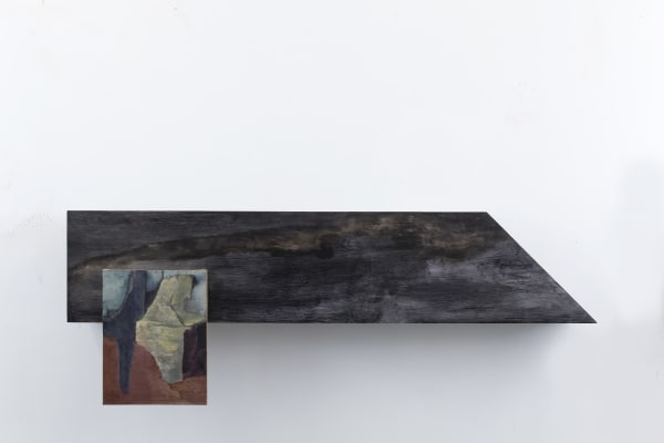 Biraaj Dodiya Vessel I Oil paint and polyester body filler on wood, oil paint on linen