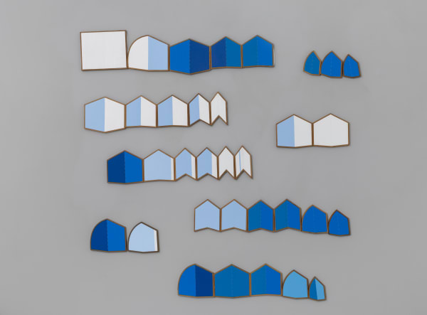 Astha Butail On Going Conversation with the Sky 9, 2024 Acrylic on sateen, thread, MDF