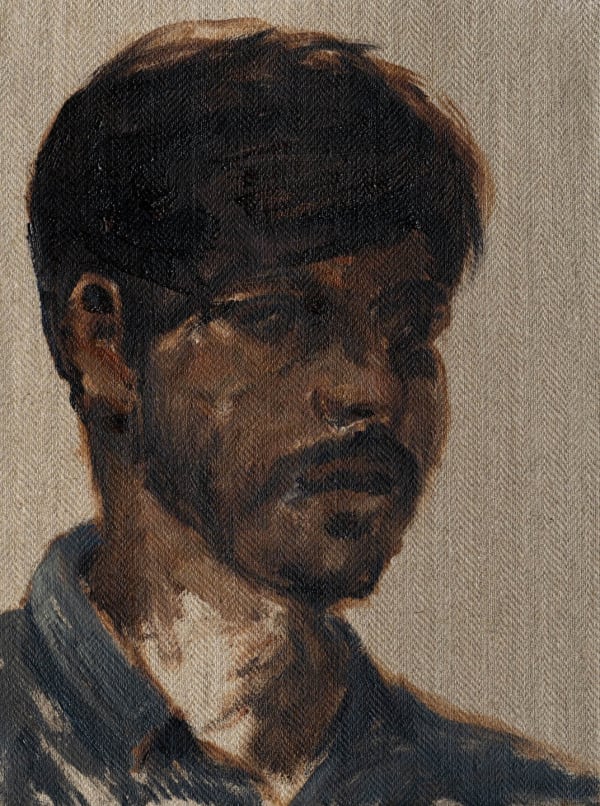 Zaam Arif Study, 2024 Oil on Herringbone linen