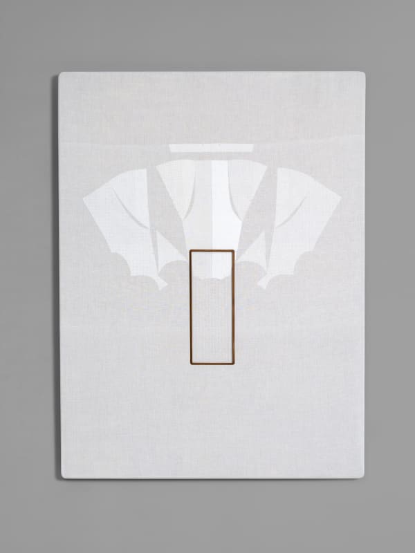 Astha Butail Unborn Series IV, 2014 - 2025 Hand-woven muslin, archival ink, MDF, teak wood