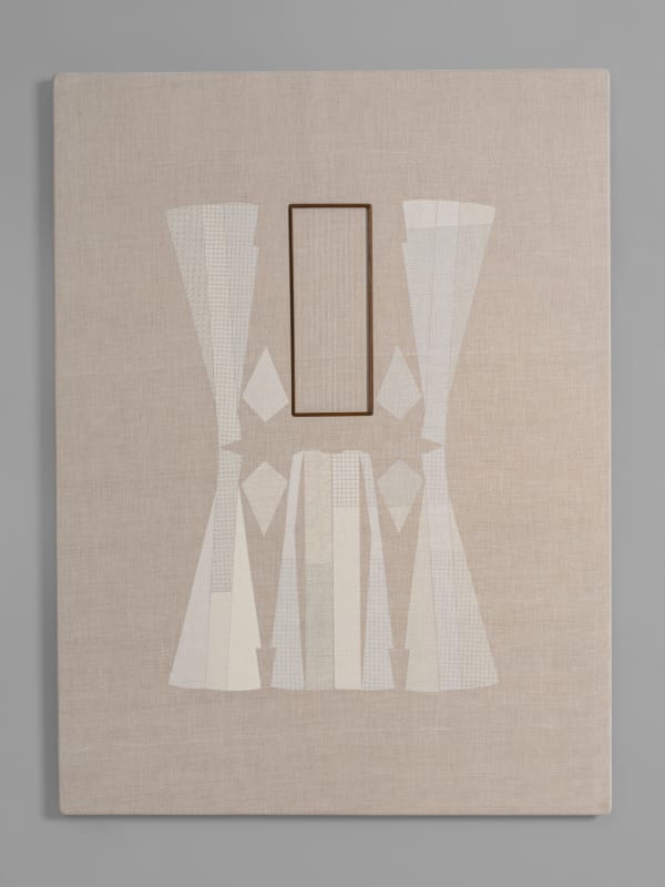 Astha Butail Unborn Series III, 2014 - 2025 Hand-woven muslin, archival ink, MDF, teak wood