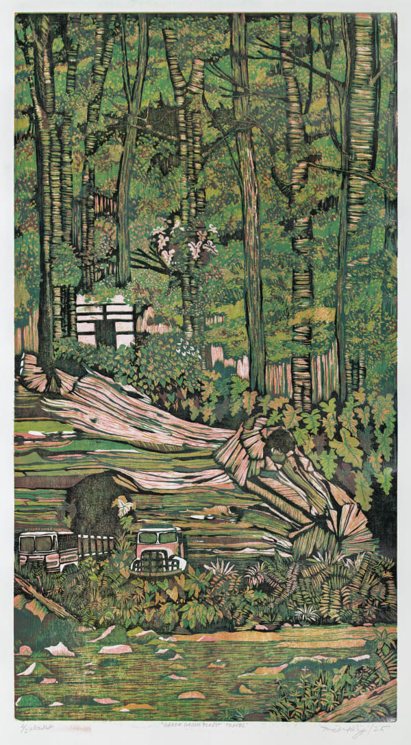 Nalinakshya Talukdar Green Groom Forest Travel, 2025 Woodcut