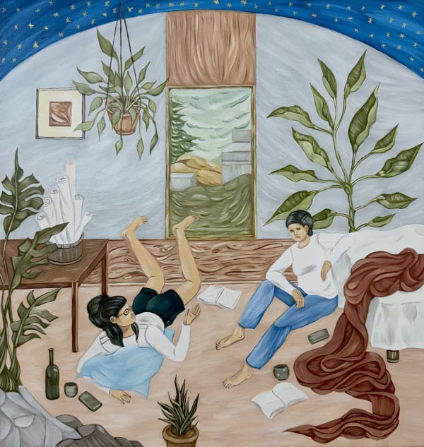 The Intense conversation Oil on linen 2025