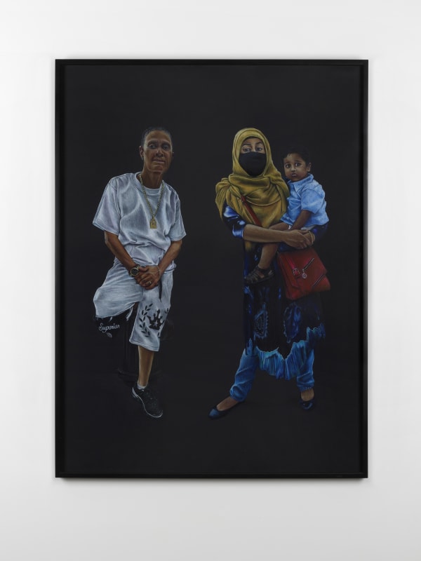 Shellyne Rodriguez India and Bangladesh on Pugsley Avenue (Two women and a baby), 2021