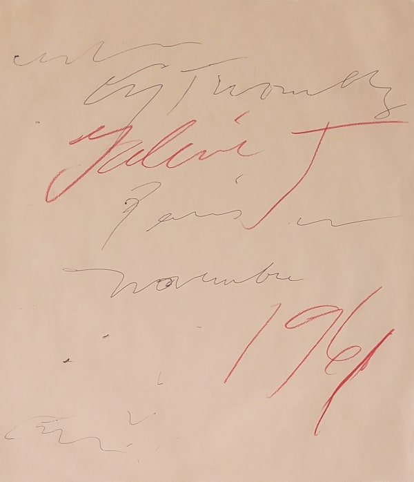 Cy Twombly Untitled ("Galerie J, Paris, Novembre 1961"), 1961 Stylo et crayon de couleur sur papier / Pen and coloured pencil on paper 29 x 25 cm