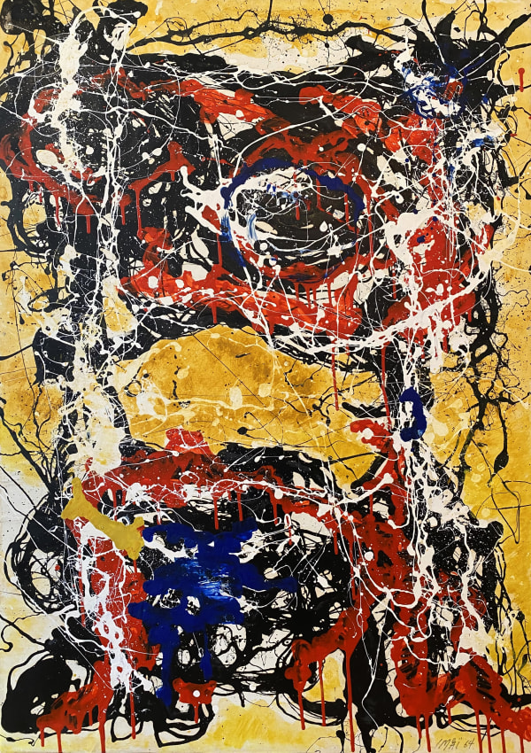 Toshimitsu IMAÏ Sans titre 1964 Acrylique et encre sur papier marouflé sur toile / Acrylic and ink on paper mounted on canvas 110 x 79 cm