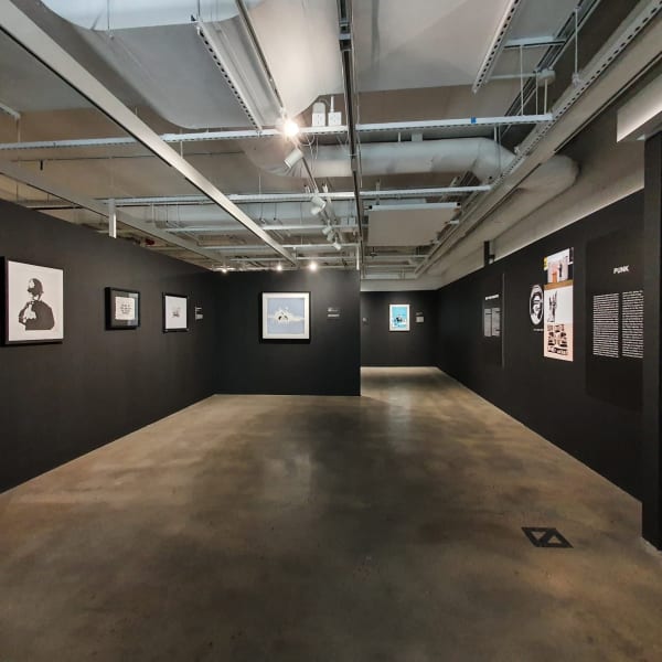 Banksy artworks hanging on wall