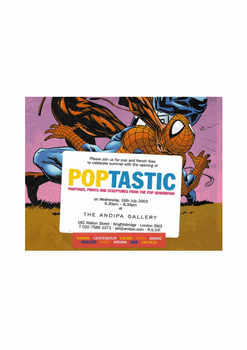 Poptastic exhibiton invitation