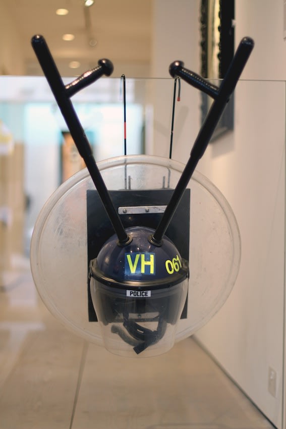 Banksy artworks hanging on wall