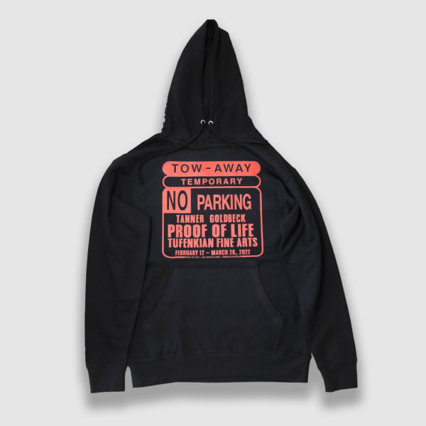 Proof of Life Hoodie (Size L) Black & Red, Artwork by Tanner Goldbeck