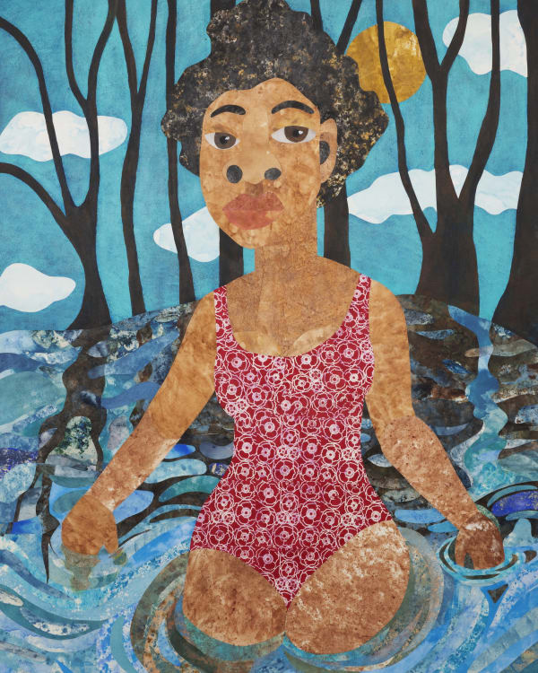 Evita Tezano Beyond the Path There is a New Birth, 2023 Acrylic and mixed media collage on canvas 60 x 48 inches