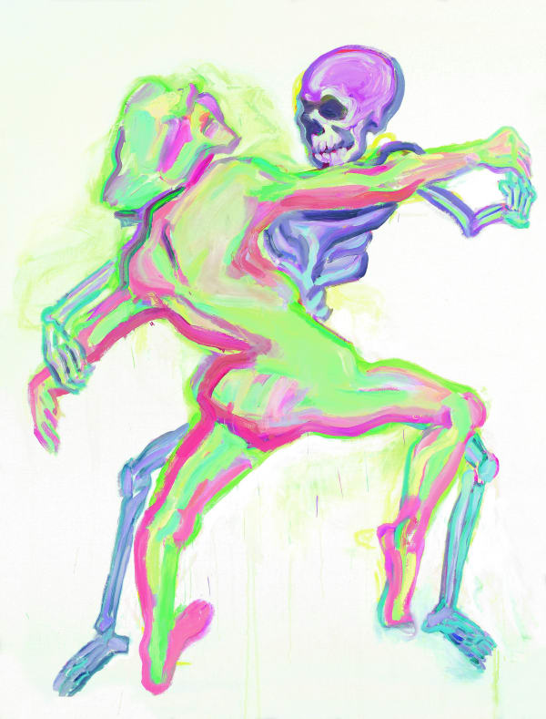 Maria Lassnig Der Tod und das Mädchen/ Der letzte Tango (Death and the Maiden / The Last Tango), 1999 Oil on canvas 78 3/4 x 61 inches