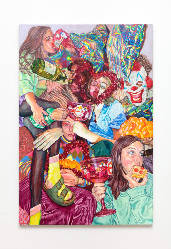 Hannah Lupton Reinhard Friday Night, 2020 Oil and Swarovski crystals on canvas 72 x 48 inches