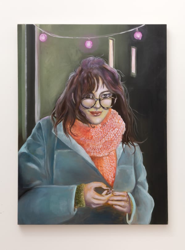 Victoria Mitchell Natalie wearing my dad's jacket, 2022 Oil on canvas 48 x 36 inches