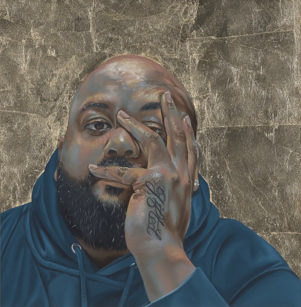 Robert Peterson Gifted, 2024 Oil and gold leaf on canvas 21 1/2 x 21 1/2 inches