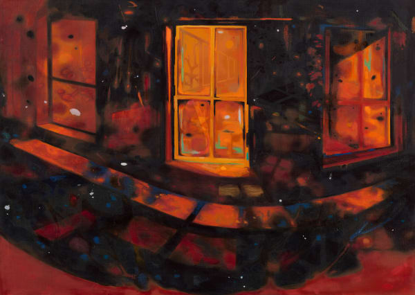 Hettie Inniss Citrus Windows, 2024 Oil, oil stick, sand, and pigment on linen 100 x 140 cm | 39 3/8 x 55 1/8 in.