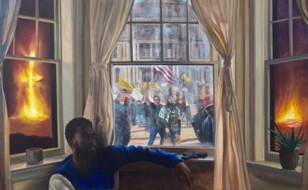 Mario Moore American Windows, 2021 Oil on canvas 40 x 64 inches