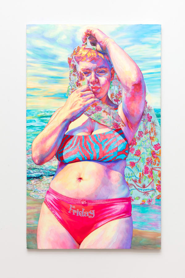 Hannah Lupton Reinhard Blue, 2022 Oil and Swarovski crystals on canvas 60 x 36 inches