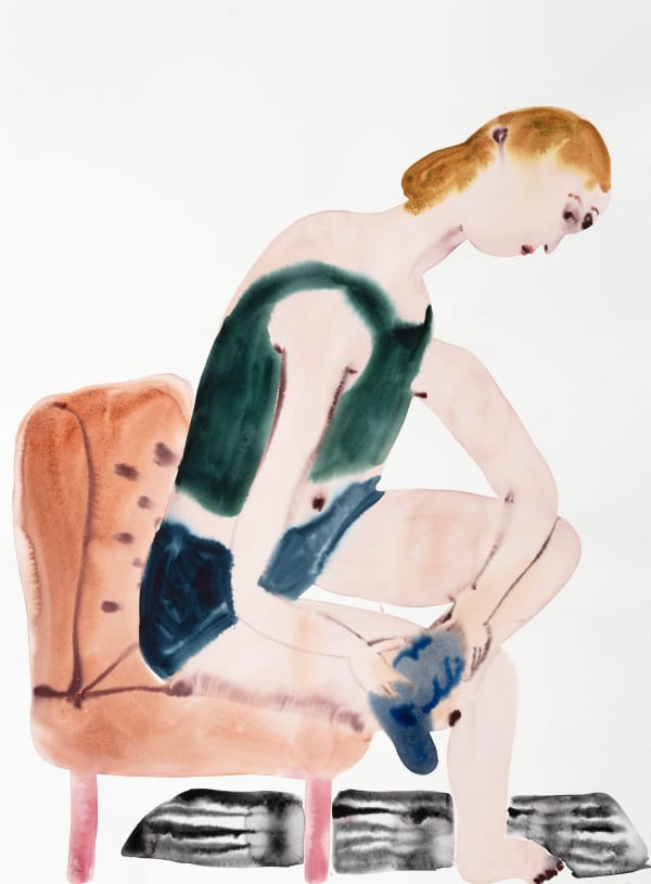 Grace Weaver Girl with Pantyhose, 2023 Watercolor on paper 30 x 22 inches