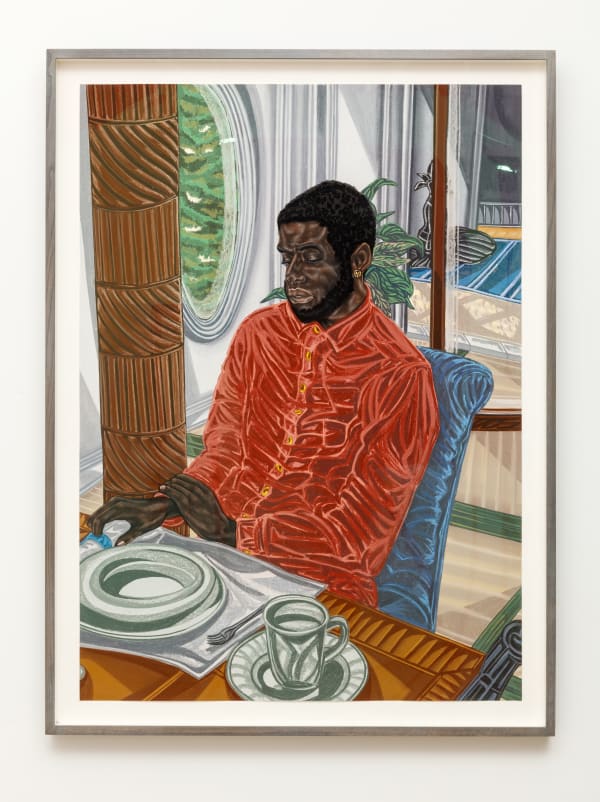 Toyin Ojih Odutola Lip-Biting Through Grace, 2018 Pastel, charcoal and graphite on paper 58 1/2 x 42 1/8 in.