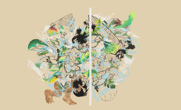 David Rios Ferreira Do Things My Own Way Darling 2018 Gouache Screen Printing Ink And Collage On Paper 44 X 61 Inches