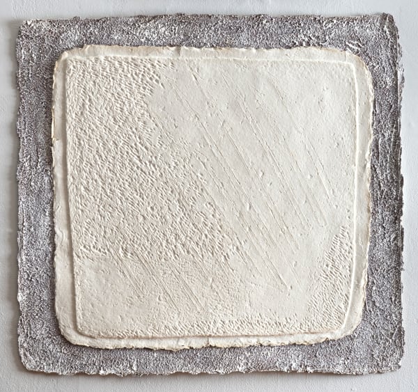 Helen Evans Ramsaran Sacred Space, Handmade Book Page 12, 1993 Handmade Paper Mounted on Canvas with painted border 28 x 24 in 71.1 x 61 cm