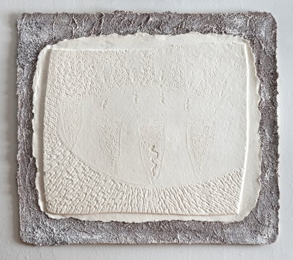 Helen Evans Ramsaran Sacred Space, Handmade Book Page 9, 1993 Handmade Paper Mounted on Canvas with painted border 28 x 24 in 71.1 x 61 cm