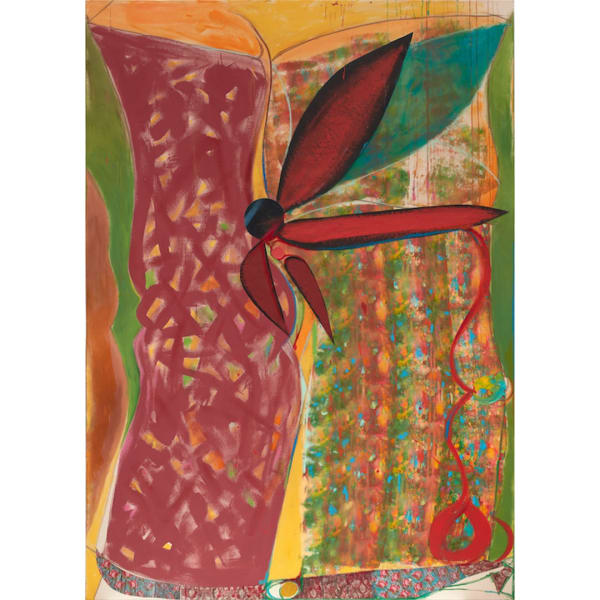 Carl E. Hazlewood Demerara-Brown Buds Bloom, 2024 acrylic, collage, roofing velvet, oil pastel, cord, tape on canvas 84 x 60 inches 213.4 x 152.4 cms