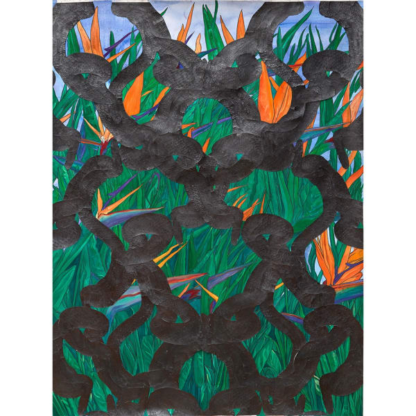 Oasa DuVerney Gate Keepers, 2024 acrylic and graphite on hand cut paper 38 x 50 inches 96.5 x 127 cms