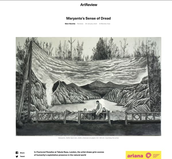 Maryanto, Selfie Spot Ijen, 2020, Charcoal On Paper, 54 x 80 cm