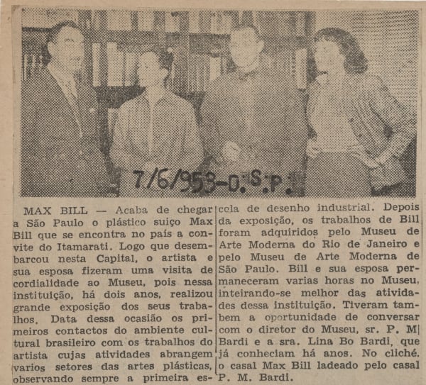 Max Bill, Article by Max Bill in the Diário de São Paulo, 1953