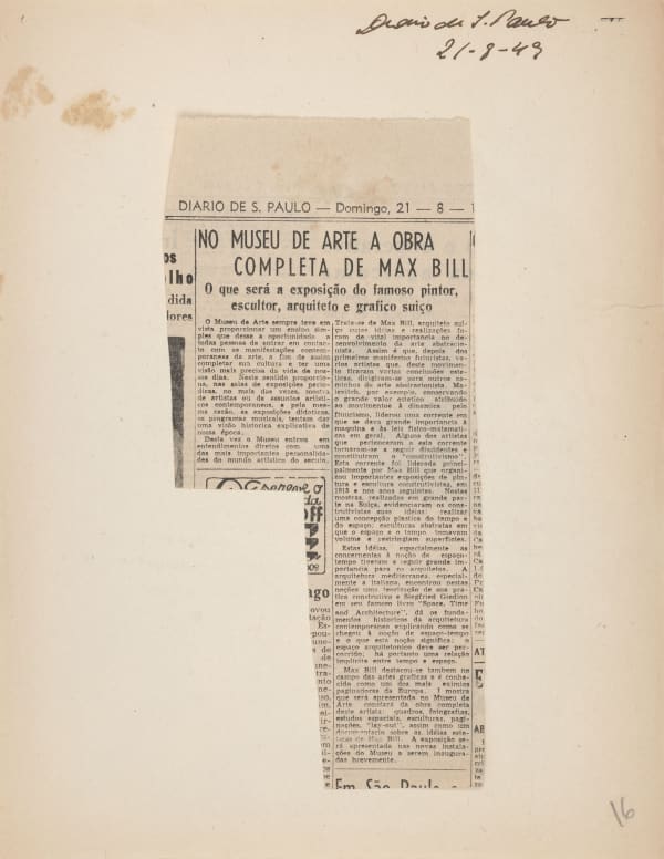 Max Bill, Article "In the Museum of Art The Complete Work of Max Bill", 1949