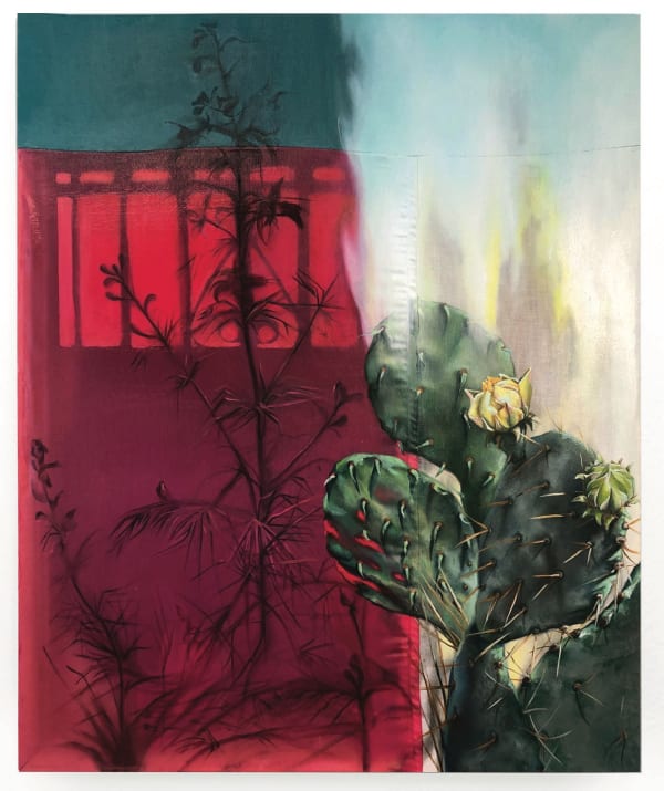 painting of cactus and fence